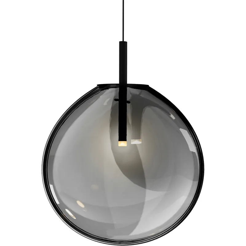 Cantina LED 15 inch Satin Black Pendant Ceiling Light in Large, Smoke Glass