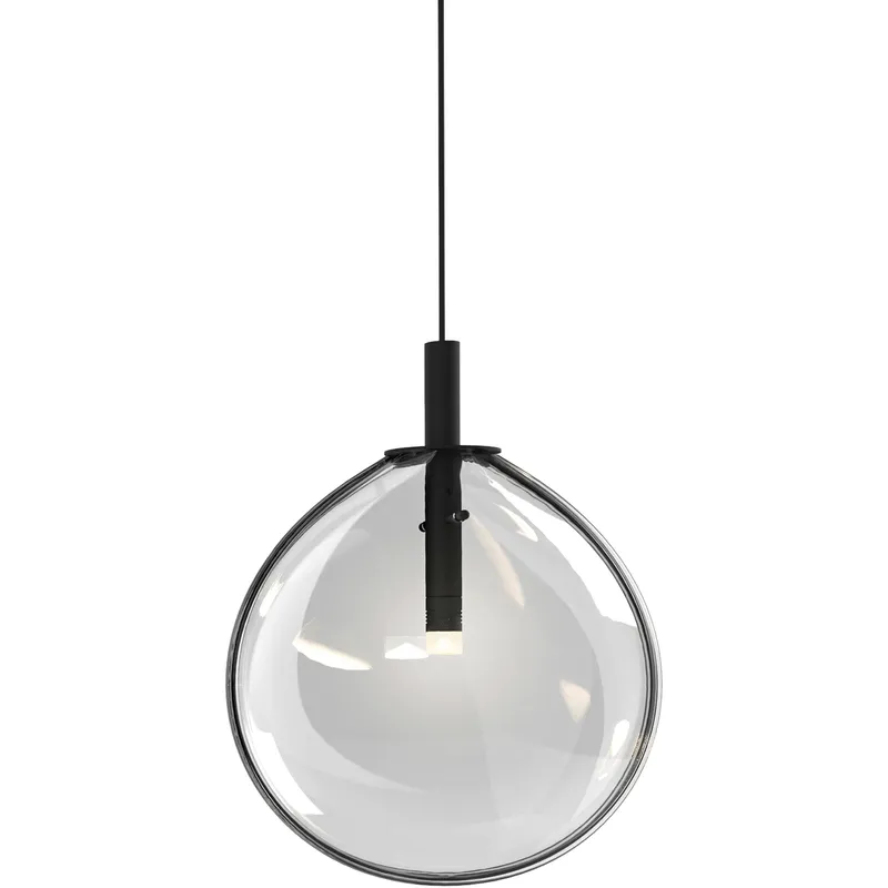 Cantina LED 9 inch Satin Black Pendant Ceiling Light in Clear Glass, Small