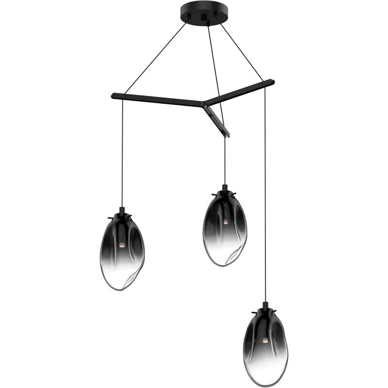 Liquid LED 27 inch Satin Black Pendant Ceiling Light in Smoke Glass