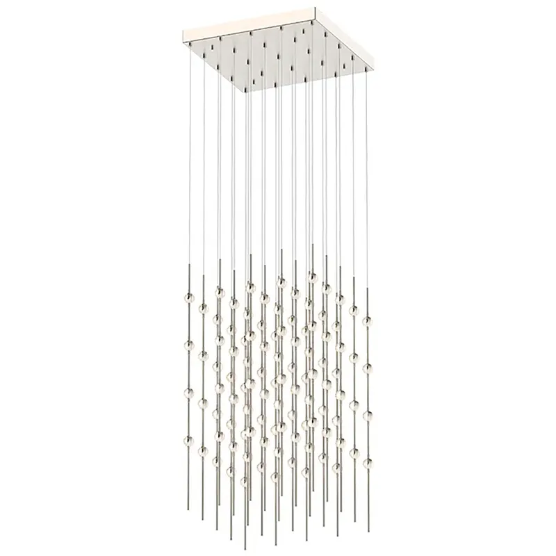 Constellation Cosmic Cube LED 20.5 inch Satin Nickel Chandelier Ceiling Light in 2700K, Clear Faceted Acrylic, 10 FT. Cord