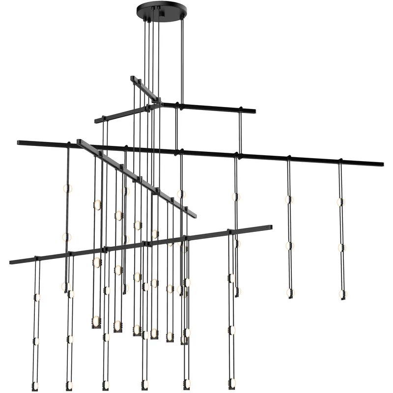 Suspenders LED 48 inch Satin Black Modular Pendant Composition Ceiling Light