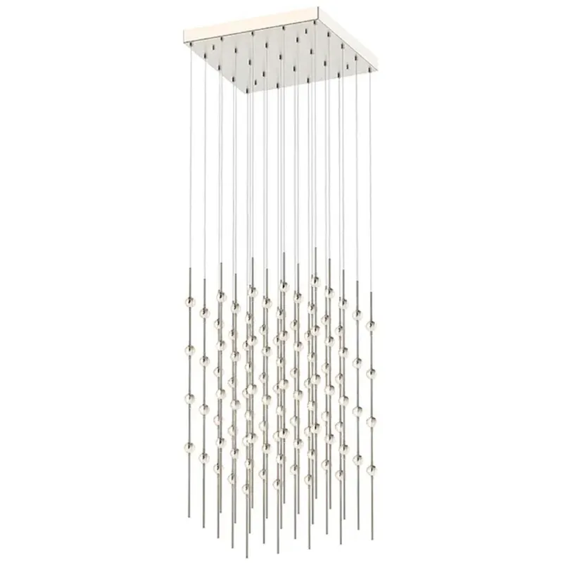 Constellation Cosmic Cube LED 20.5 inch Satin Nickel Chandelier Ceiling Light in 2700K, 20 ft. Cord, Clear Faceted Acrylic
