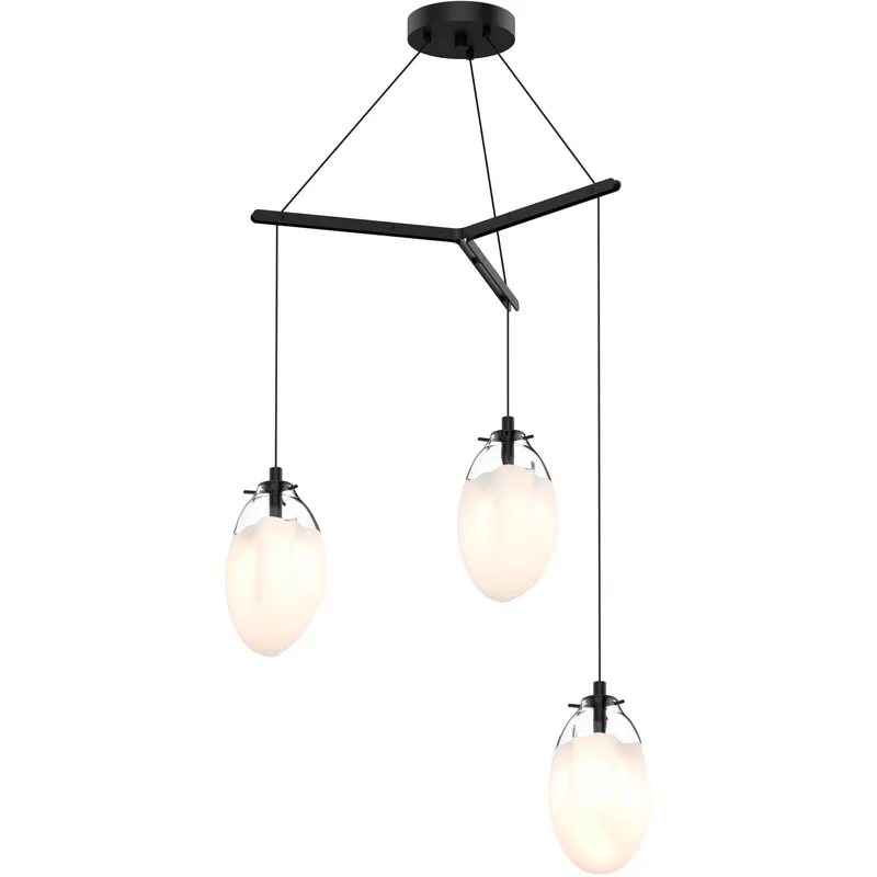 Liquid LED 27 inch Satin Black Pendant Ceiling Light in White Glass