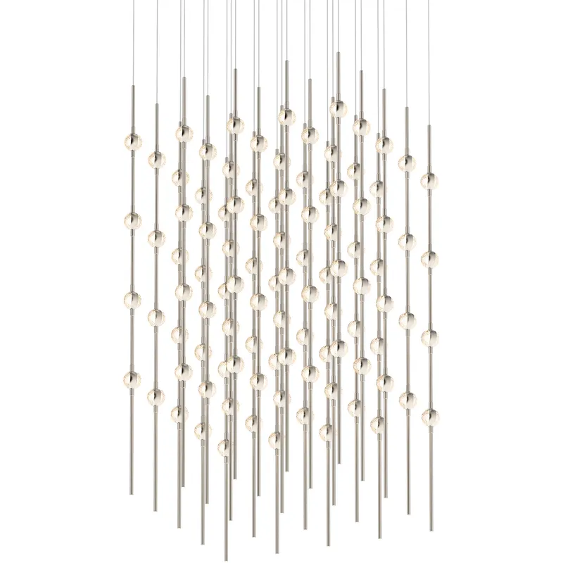 Constellation Cosmic Cube LED 20.5 inch Satin Nickel Chandelier Ceiling Light in 3000K, 20 ft. Cord, Clear Faceted Acrylic