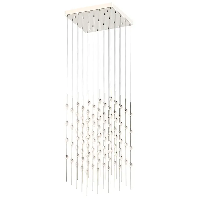 Constellation Cosmic Cube LED 20.5 inch Satin Nickel Chandelier Ceiling Light in 3000K, White Optical Acrylic, 10 FT. Cord