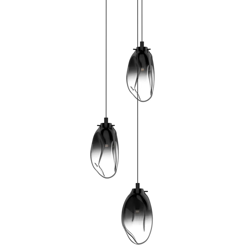 Liquid LED 14 inch Satin Black Pendant Ceiling Light in Smoke Glass