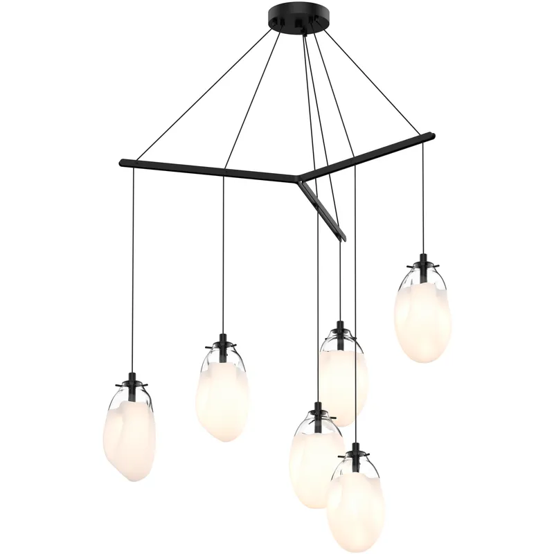 Liquid LED 39.25 inch Satin Black Pendant Ceiling Light in White Glass