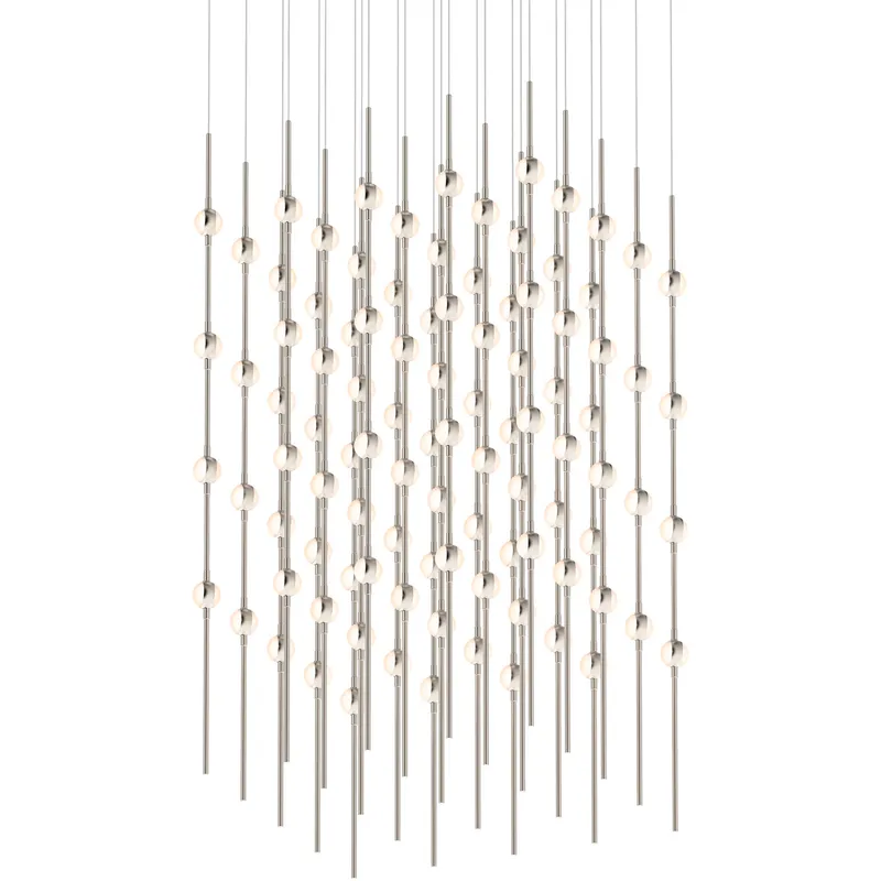 Constellation Cosmic Cube LED 20.5 inch Satin Nickel Chandelier Ceiling Light in 3000K, 20 ft. Cord, White Optical Acrylic