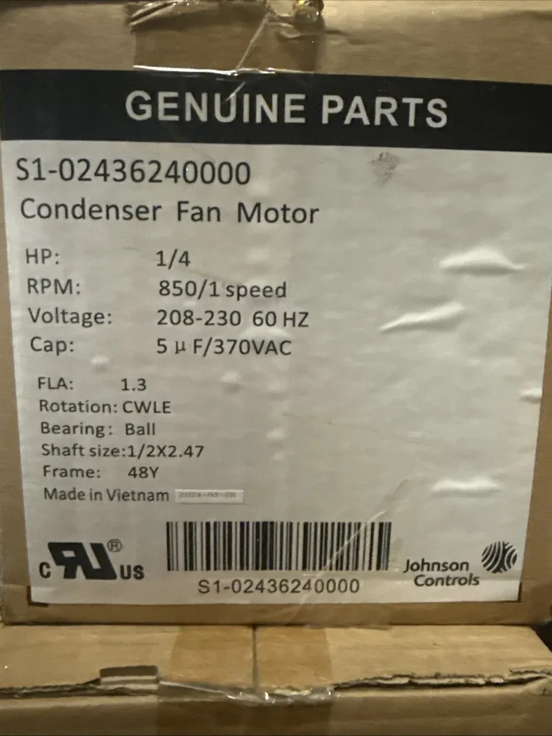 Source 1 S1-02436240000 Condenser Fan Motor - 1/4 HP