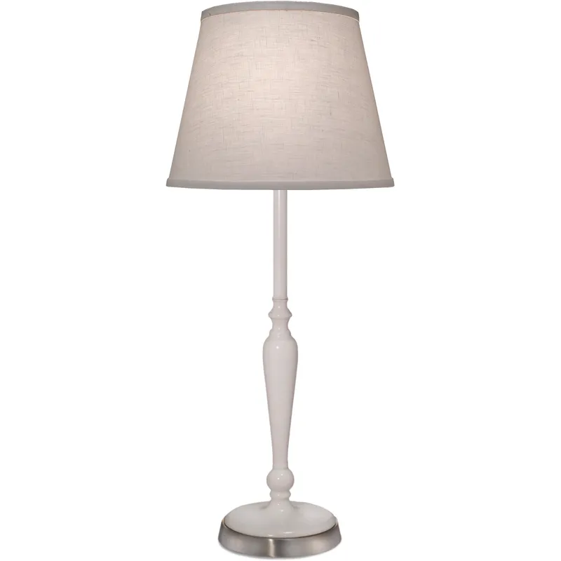 Ellie 28 inch 150 watt Gloss White and Satin Nickel Buffet Lamp Portable Light
