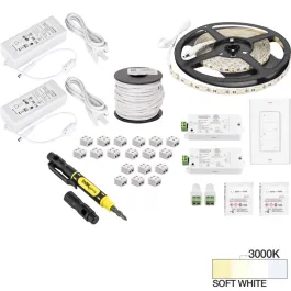 Task Lighting 16' Vivid LED Tape Light Kit - 2 Zone - 2 Area - 3000K - 2.8W / FT - 225 Lumens / FT - 12V