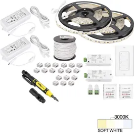 Task Lighting 32' Vivid LED Tape Light Kit - 2 Zone - 2 Area - 3000K - 2.8W / FT - 225 Lumens / FT - 12V