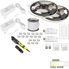 Task Lighting 32' Vivid LED Tape Light Kit - 2 Zone - 2 Area - 4000K - 2.8W / FT - 225 Lumens / FT - 12V