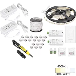Task Lighting 16' Vivid LED Tape Light Kit - 2 Zone - 2 Area - 4000K - 2.8W / FT - 225 Lumens / FT - 12V
