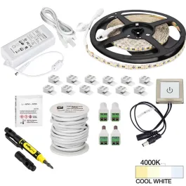 Task Lighting 16' Vivid Tape Light Kit - Touch Dimmer Switch - 1 Zone - 1 Area - 4000K - 2.8W / FT - 225 Lumens / FT - 12V