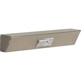 Task Lighting 12" Angled Power Strip - 1 White Single Receptacle / Switch - Satin Nickel