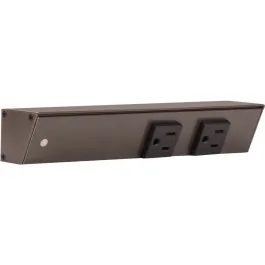 Task Lighting 9" Slim Profile Angled Power Strip - Left Wire Entry - 2 Single Black Receptacles - Bronze