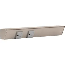 Task Lighting 12" Slim Profile Angled Power Strip - Right Wire Entry - 2 Single Gray Receptacles - Satin Nickel