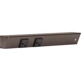 Task Lighting 12" Slim Profile Angled Power Strip - Right Wire Entry - 2 Single Black Receptacles - Bronze