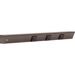 Task Lighting 18" Slim Profile Angled Power Strip - Left Wire Entry - 3 Single Black Receptacles - Bronze