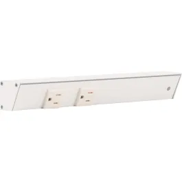 Task Lighting 12" Slim Profile Angled Power Strip - Right Wire Entry - 2 Single White Receptacles - White