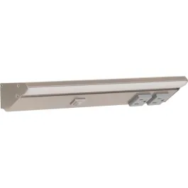 Task Lighting 12.5" Lighted Power Strip w/ Switch - 2 Gray Single Receptacles - 5000K - 400 Lumens - 120V - Satin Nickel