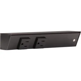 Task Lighting 9" Slim Profile Angled Power Strip - Right Wire Entry - 2 Single Black Receptacles - Black