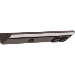 Task Lighting 12.5" Lighted Power Strip w/ Switch - 2 Black Single Receptacles - 2700K - 400 Lumens - 120V - Bronze