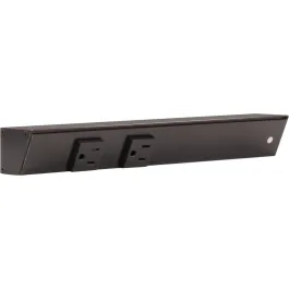 Task Lighting 12" Slim Profile Angled Power Strip - Right Wire Entry - 2 Single Black Receptacles - Black