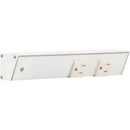 Task Lighting 9" Slim Profile Angled Power Strip - Left Wire Entry - 2 Single White Receptacles - White
