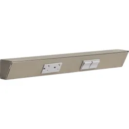 Task Lighting 18" Angled Power Strip - 1 Gray Duplex Receptacle - 2 Gray Right Side Switches - Satin Nickel
