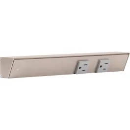 Task Lighting 12" Slim Profile Angled Power Strip - Left Wire Entry - 2 Single Gray Receptacles - Satin Nickel
