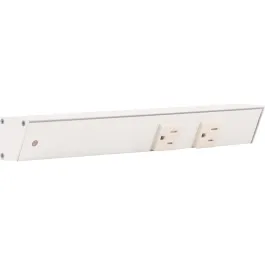 Task Lighting 12" Slim Profile Angled Power Strip - Left Wire Entry - 2 Single White Receptacles - White