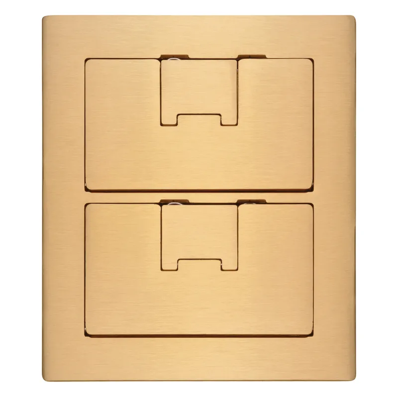 Floor Box Cover, Rectangular, 2-Gang, Universal Type, Flip-Lid, Brass