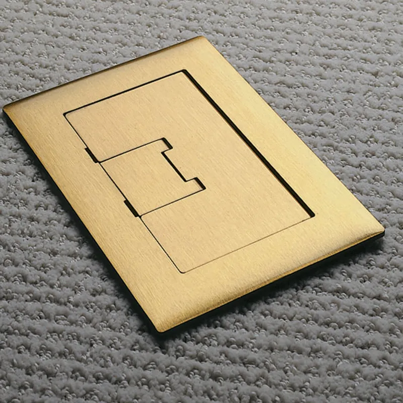 Floor Box Cover With Flange, 1-Gang, Flip Cover, Rectangular, Brass