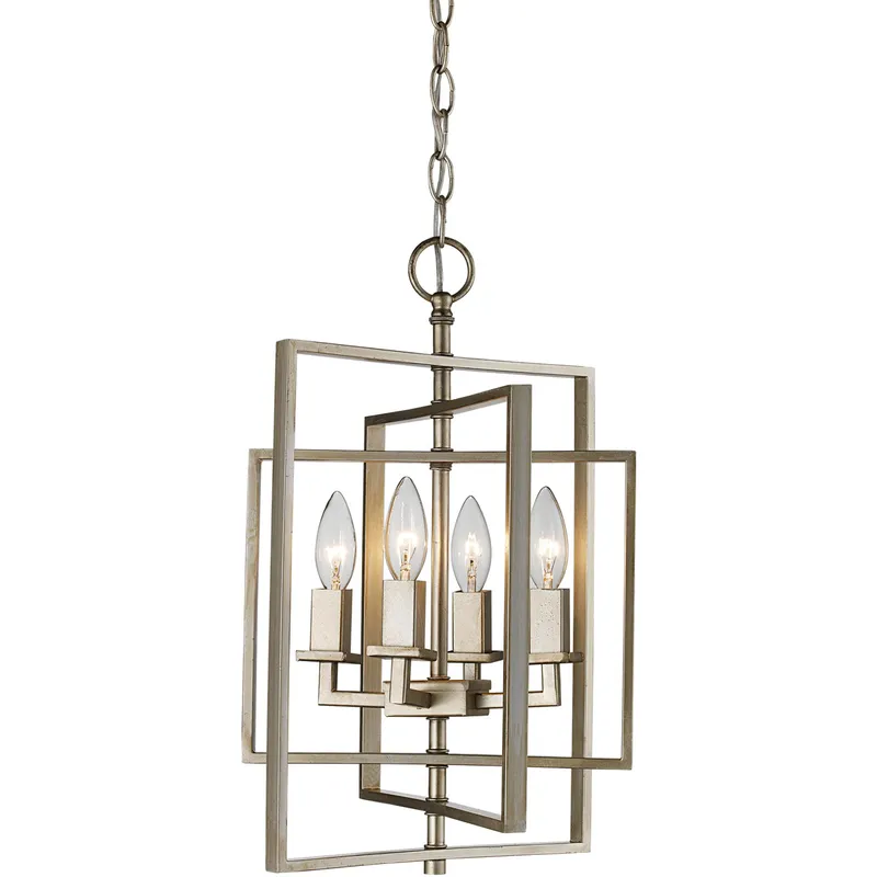 El Capitan 4 Light 14 inch Antique Silver Leaf Pendant Ceiling Light
