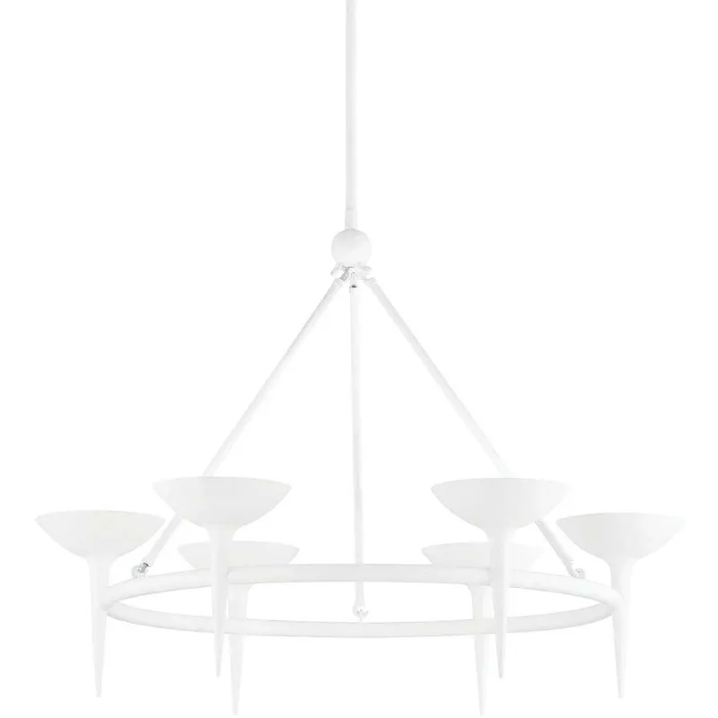 Cecilia 6 Light 40 inch Gesso White Chandelier Ceiling Light