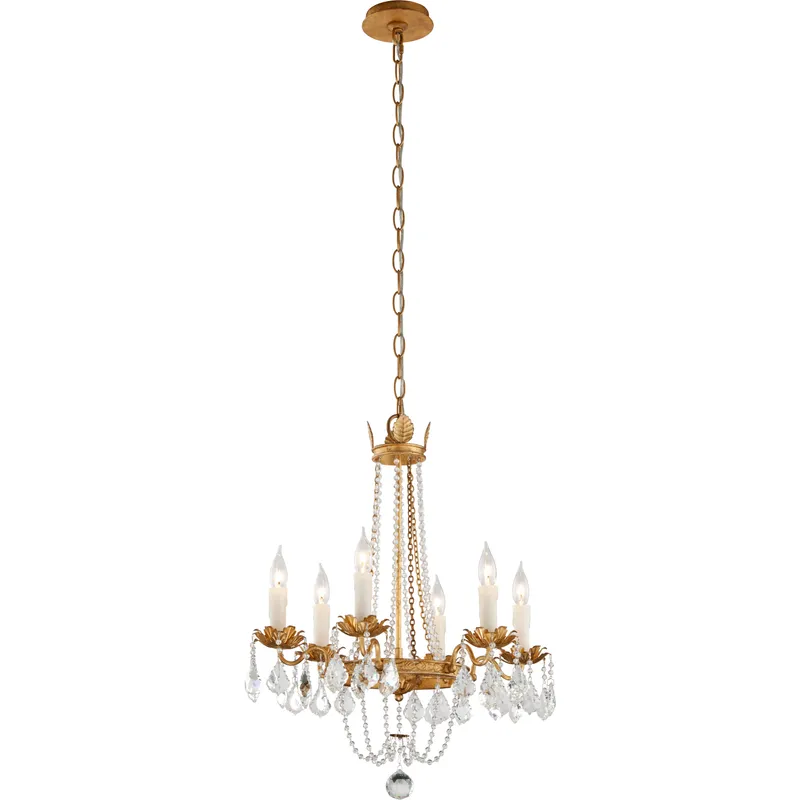 Viola 6 Light 21.5 inch Distressed Gold Leaf Chandelier Ceiling Light
