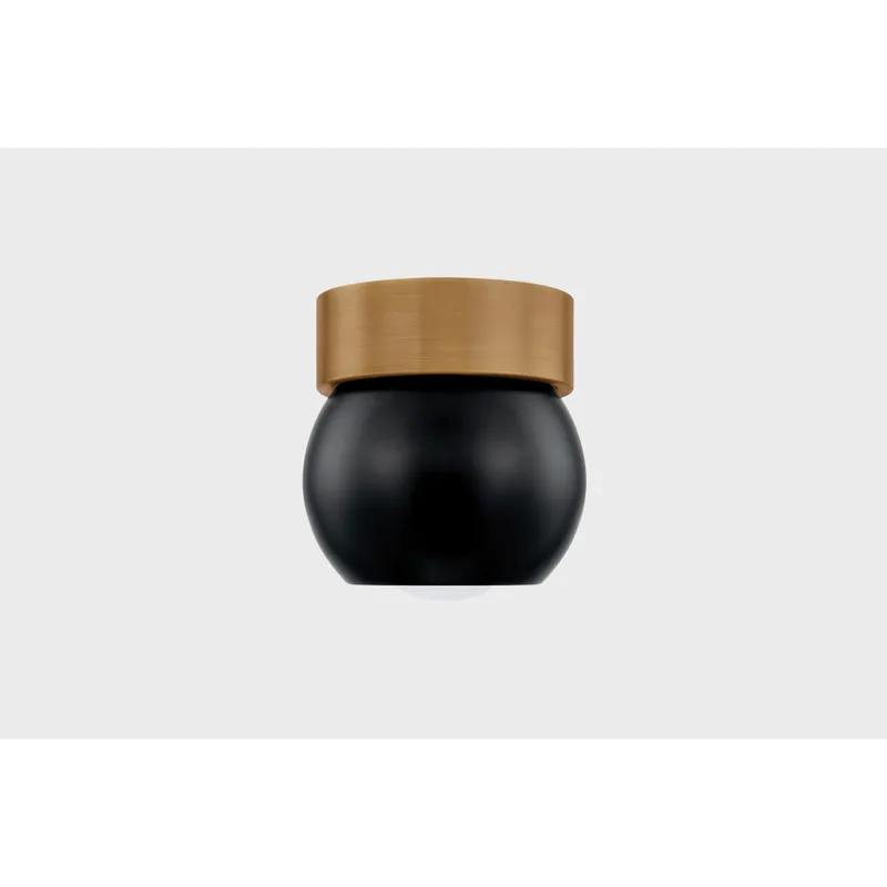 Odin 1 Light 5.5 inch Patina Brass and Soft Black Flush Mount Ceiling Light in Patina Brass/Soft Black