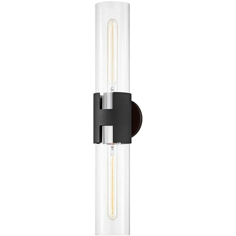 Amado 2 Light 5 inch Polished Nickel/Texture Black Wall Sconce Wall Light in Polished Nickel/Textured Black