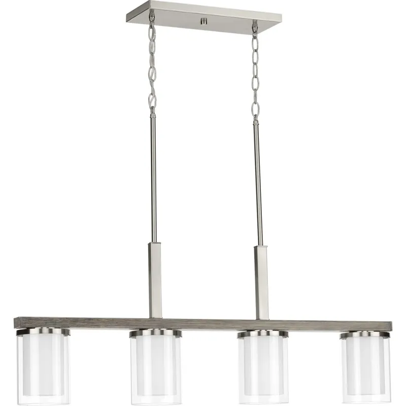 Beaches 4 Light 38 inch Brushed Nickel Linear Chandelier Ceiling Light