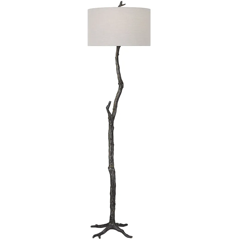Spruce 68.5 inch 150 watt Rustic Black and Silver Undertones Floor Lamp Portable Light