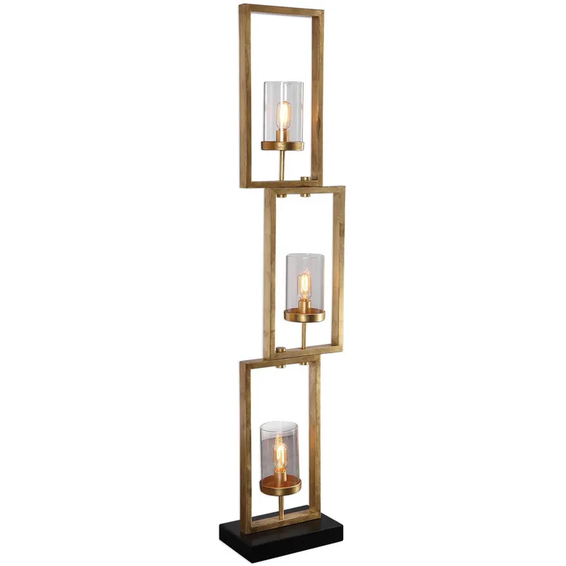 Cielo 64 inch 40 watt Antiqued Gold Leaf Floor Lamp Portable Light