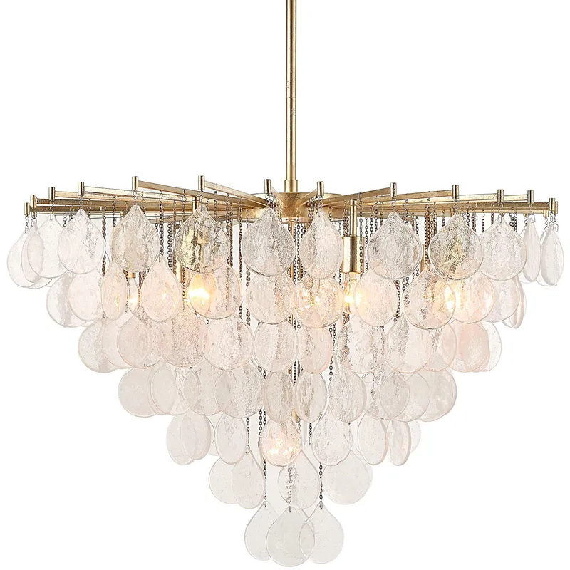 Goccia 8 Light 38 inch Antique Bright Silver Leaf Pendant Ceiling Light