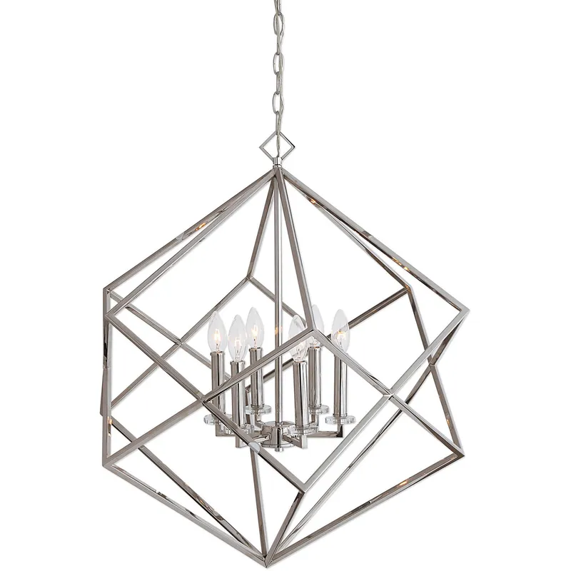 Euclid 6 Light 26 inch Polished Nickel Pendant Ceiling Light
