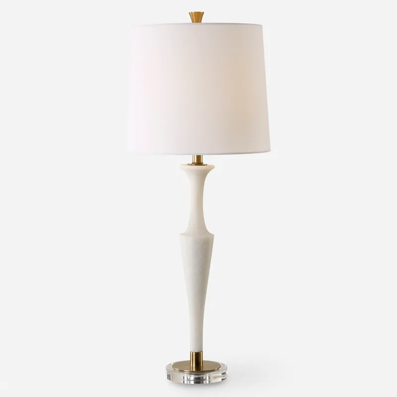Colette 35.5 inch 150.00 watt Ivory Stone with Brass and Crystal Table Lamp Portable Light