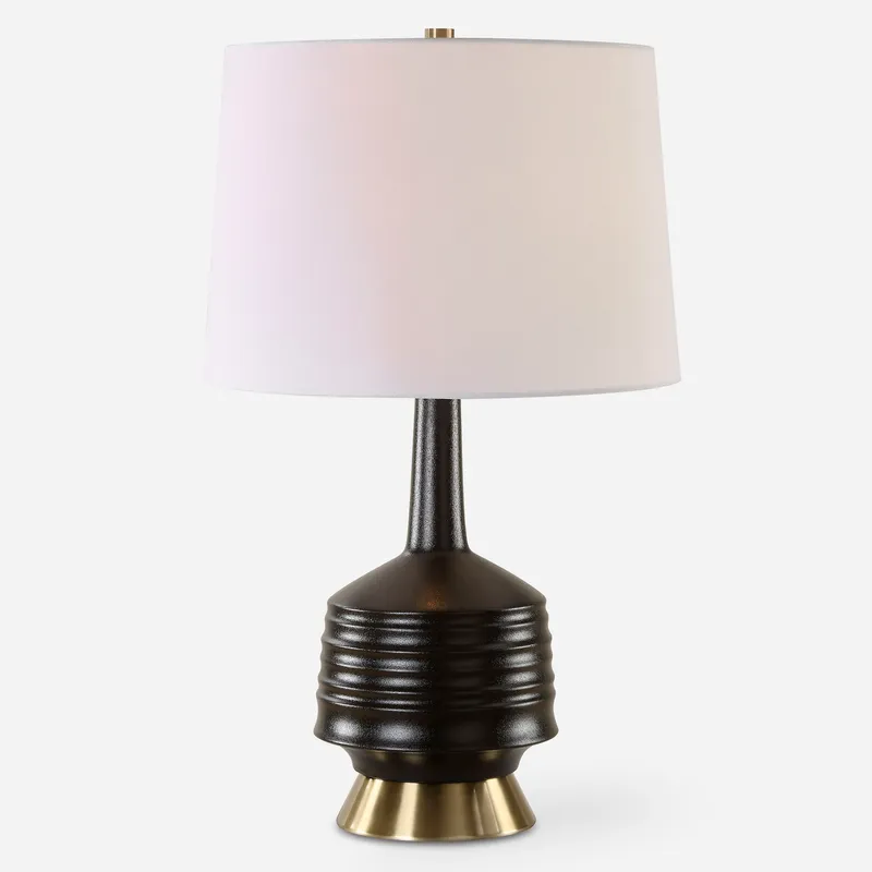Foster 26 inch 150.00 watt Textured Black Glaze and Antique Brass Table Lamp Portable Light