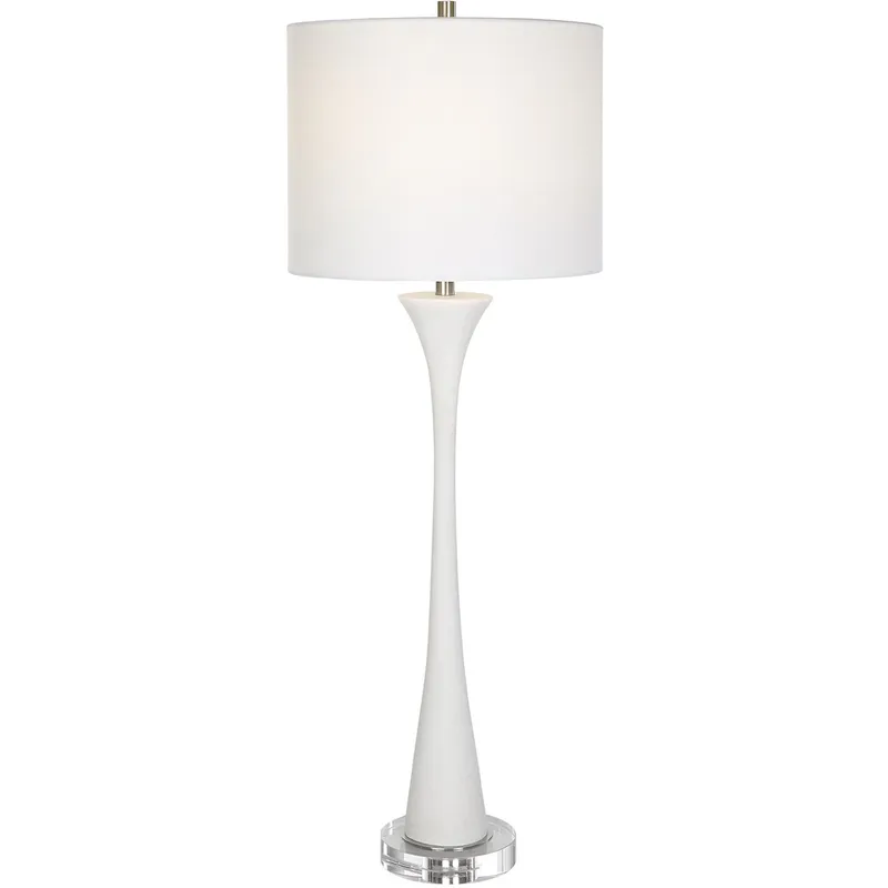 Fountain 34 inch 150.00 watt Granulated White Marble and Crystal Buffet Lamp Portable Light