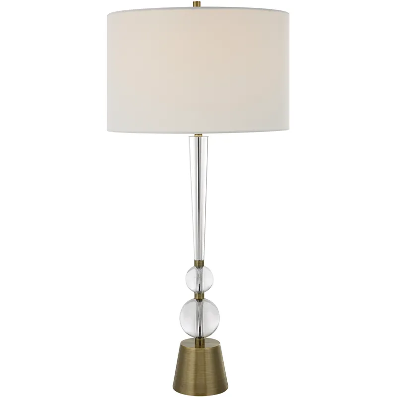 Annily 36.75 inch 150.00 watt Crystal and Antiqued Brass Table Lamp Portable Light
