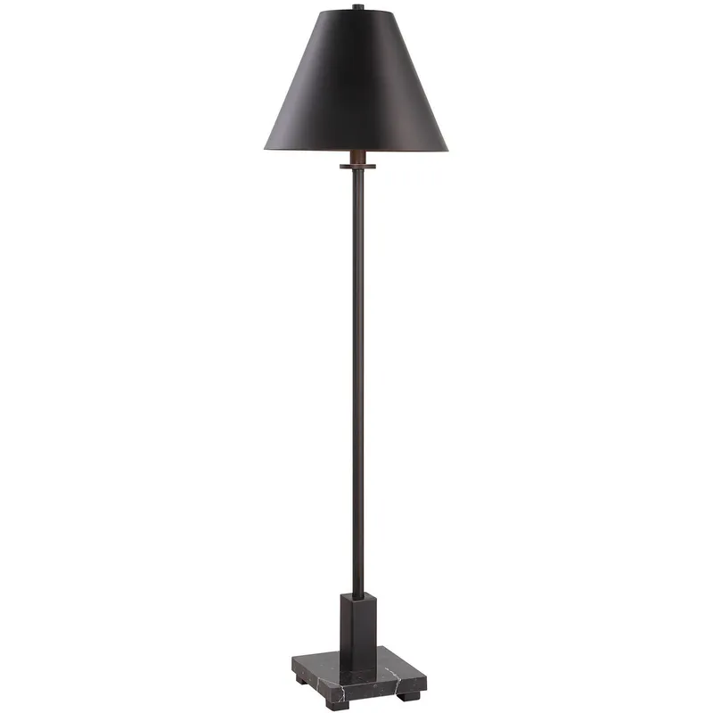 Pilot 37 inch 60.00 watt Satin Black and Black Marble Buffet Lamp Portable Light